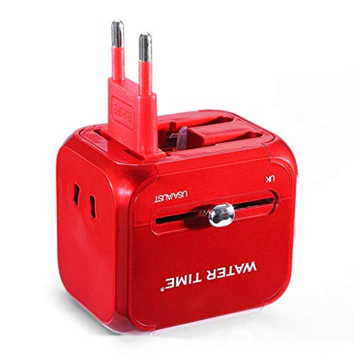 BBZY Worldwide Travel Adapter Portable Travel International Charging Conversion Socket，Worldwide Universal Adapter，Universal Socket Converter Multi-Port Power Plug (Color : Red)