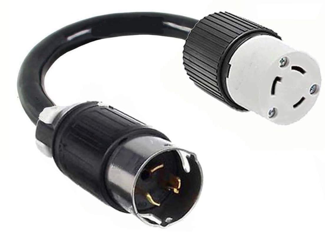 CS8265 Industrial Grade Twist Lock 3-Pin Male Plug To L6-30R Twist Lock 3-Prong Female Cable Socket Receptacle Converter, Electric Cord Outlet Adapter, NEMA 220/250V input 220/250V Output FX947