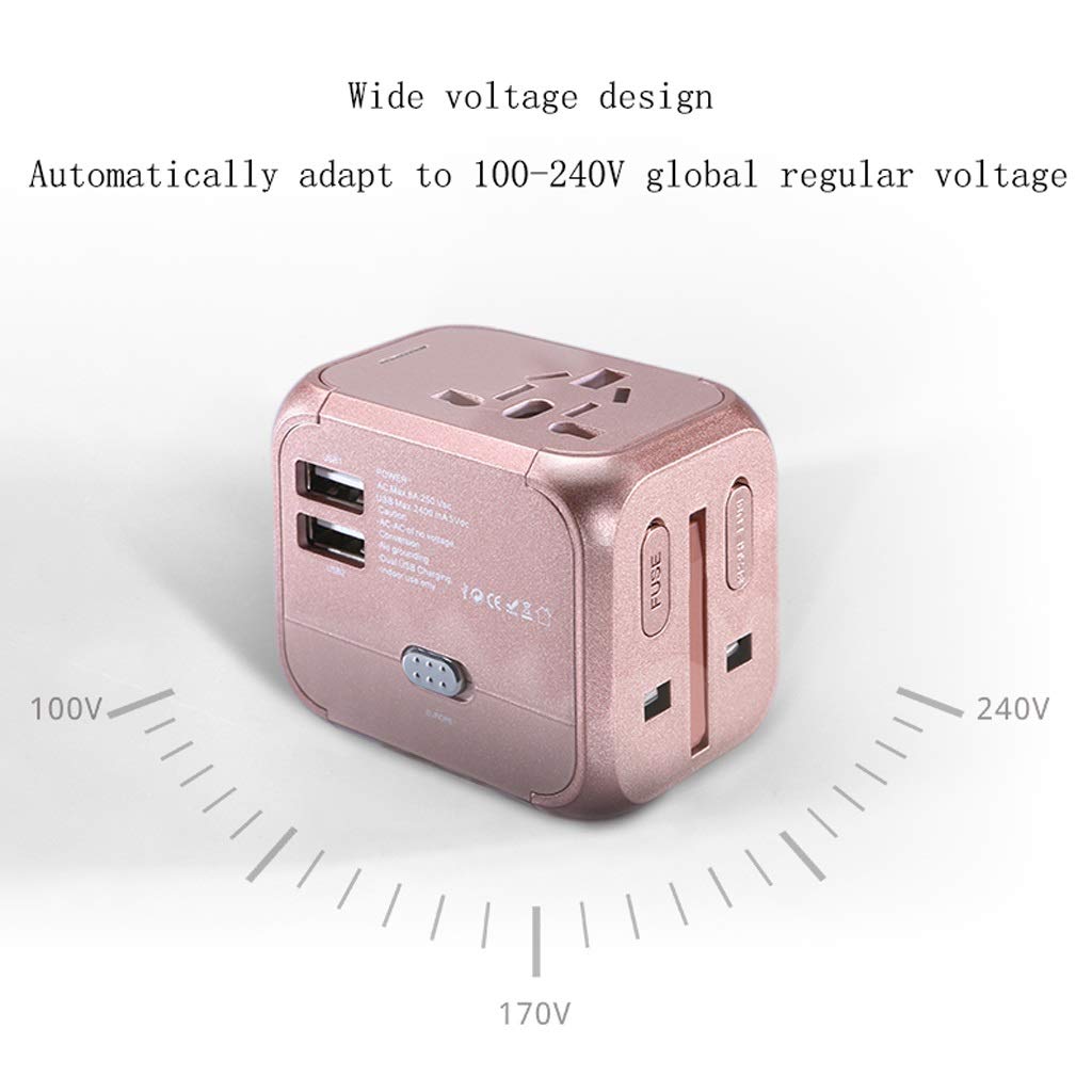 WDPP International Plug Converter Portable Travel International Charging Conversion Socket，Worldwide Universal Adapter，Universal Socket Converter Safe and Portable (Color : Gold)