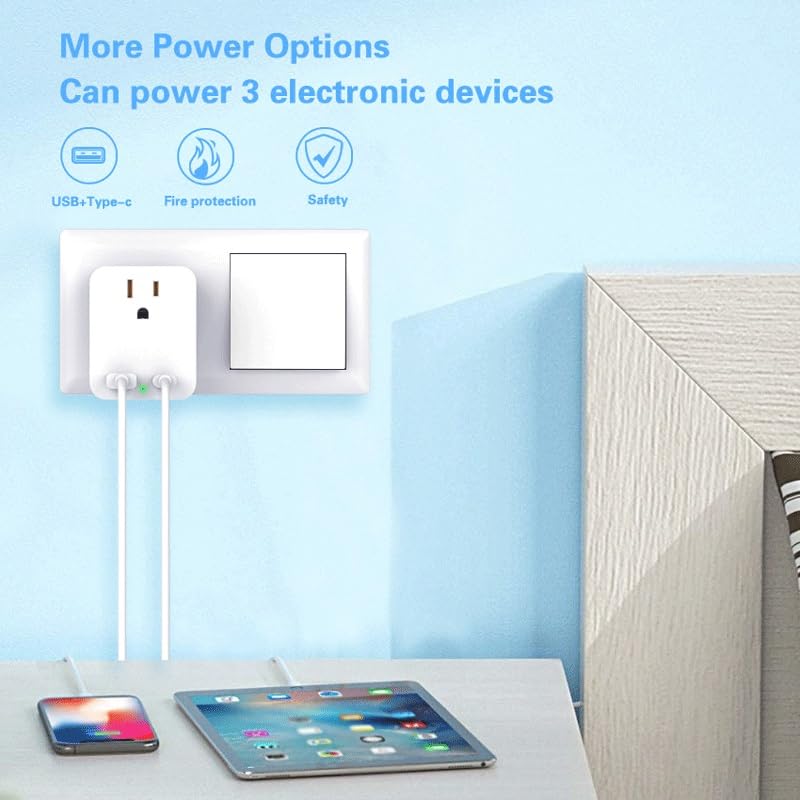LXFDP Converter Plug with USB Type-C Smart Charger Headboard Charging Plug