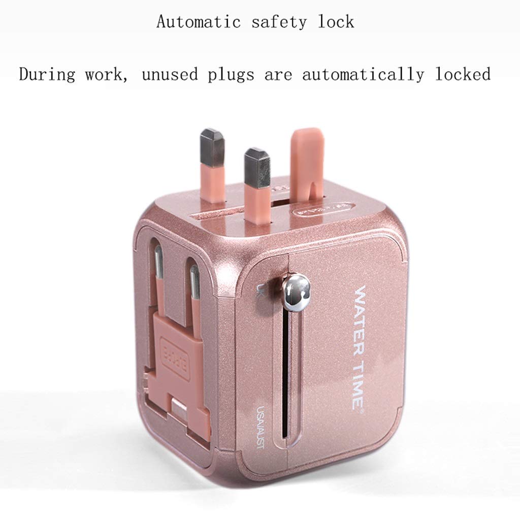 WDPP International Plug Converter Portable Travel International Charging Conversion Socket，Worldwide Universal Adapter，Universal Socket Converter Safe and Portable (Color : Gold)