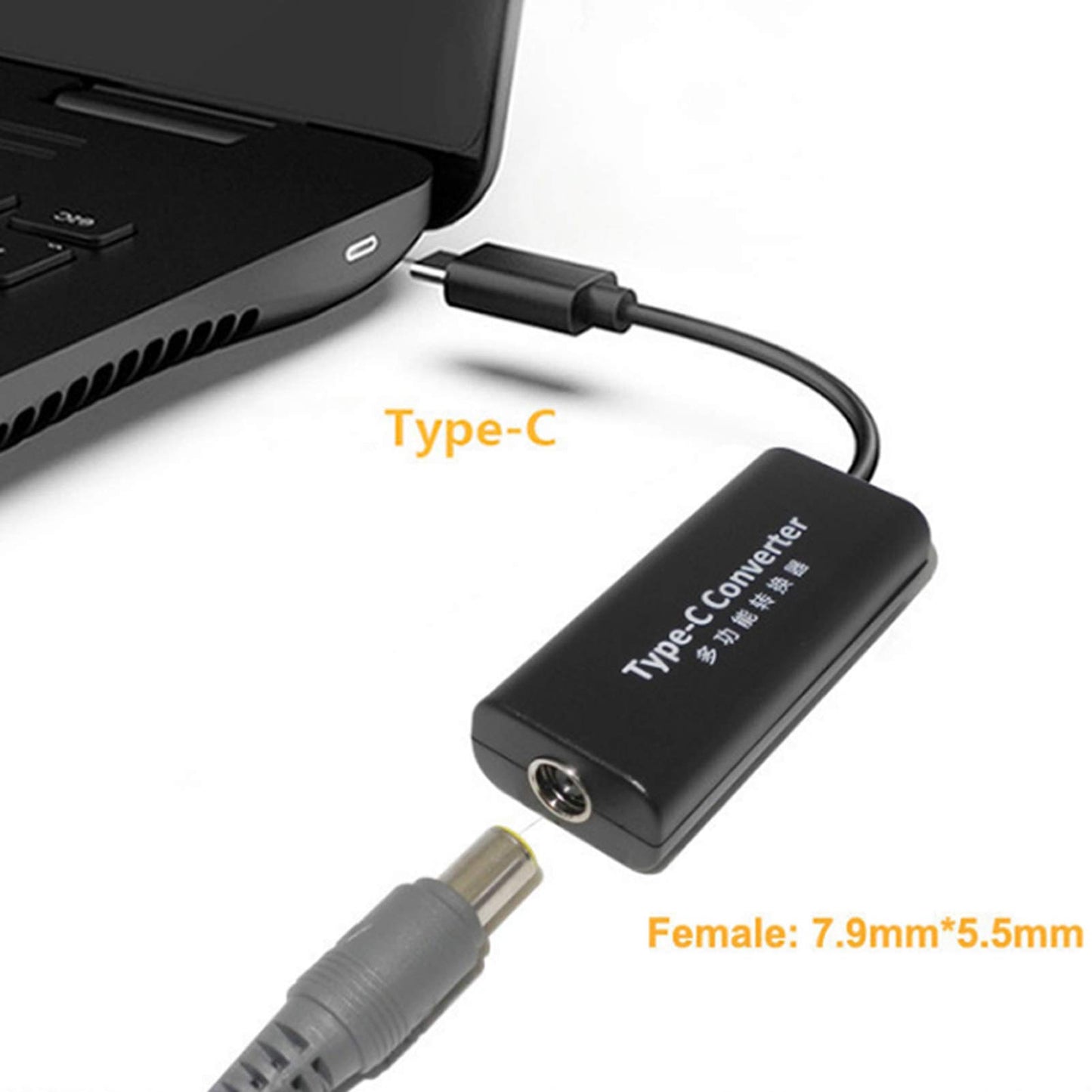 Wendry Slim Power Adapter, 65W DC Female to Type-C USB C Laptop Power Adapter Converter,Plug and Play(7.9 x 5.5mm)