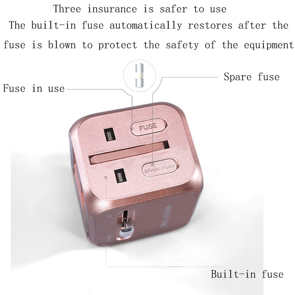 WDPP International Plug Converter Portable Travel International Charging Conversion Socket，Worldwide Universal Adapter，Universal Socket Converter Safe and Portable (Color : Gold)