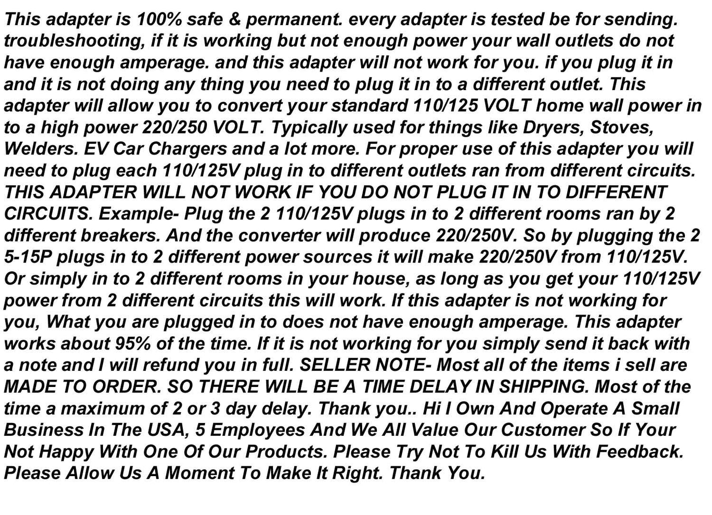 getwiredusa Power Converter 110/125V to 220/250V Electric Adapter 5-15P Wall Plug to L6-20R Twist Lock Receptacle Outlet Box NEMA